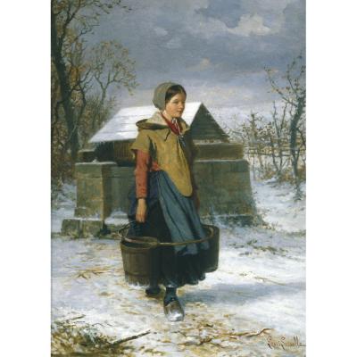 Louis Lasalle – Carrying Water in a Winter Landscape